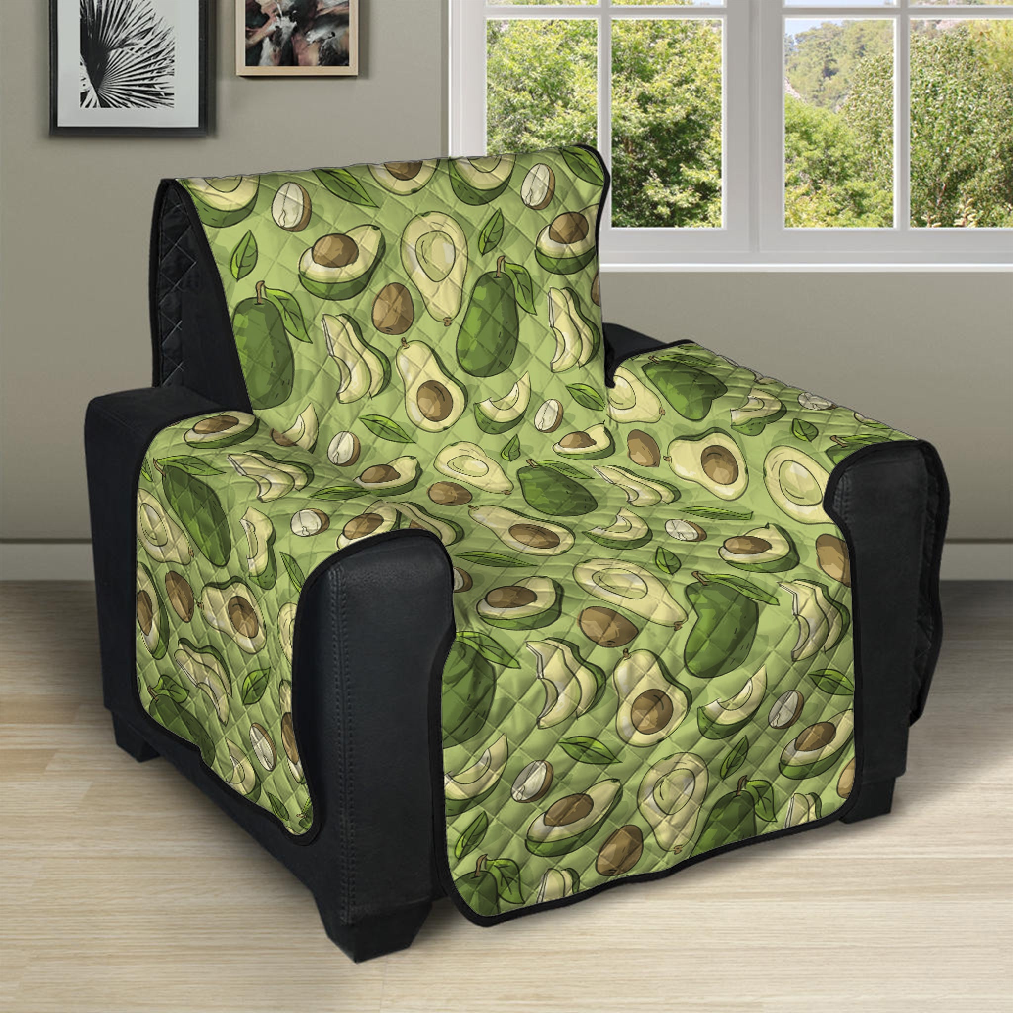 Cartoon Avocado Pattern Print Recliner Protector