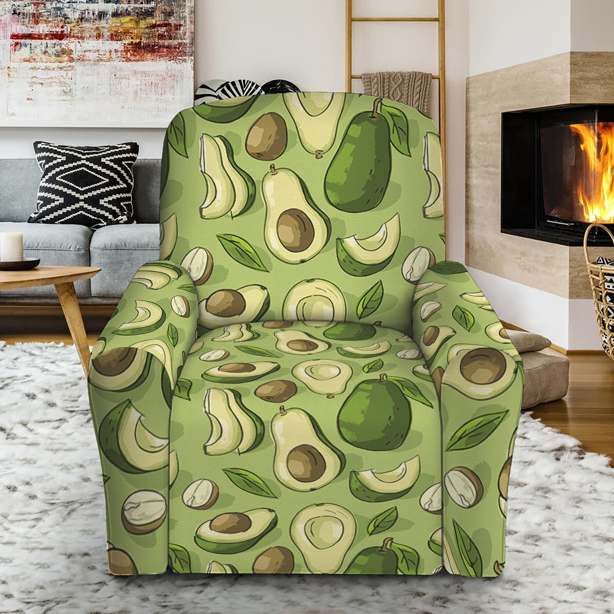 Cartoon Avocado Pattern Print Recliner Slipcover