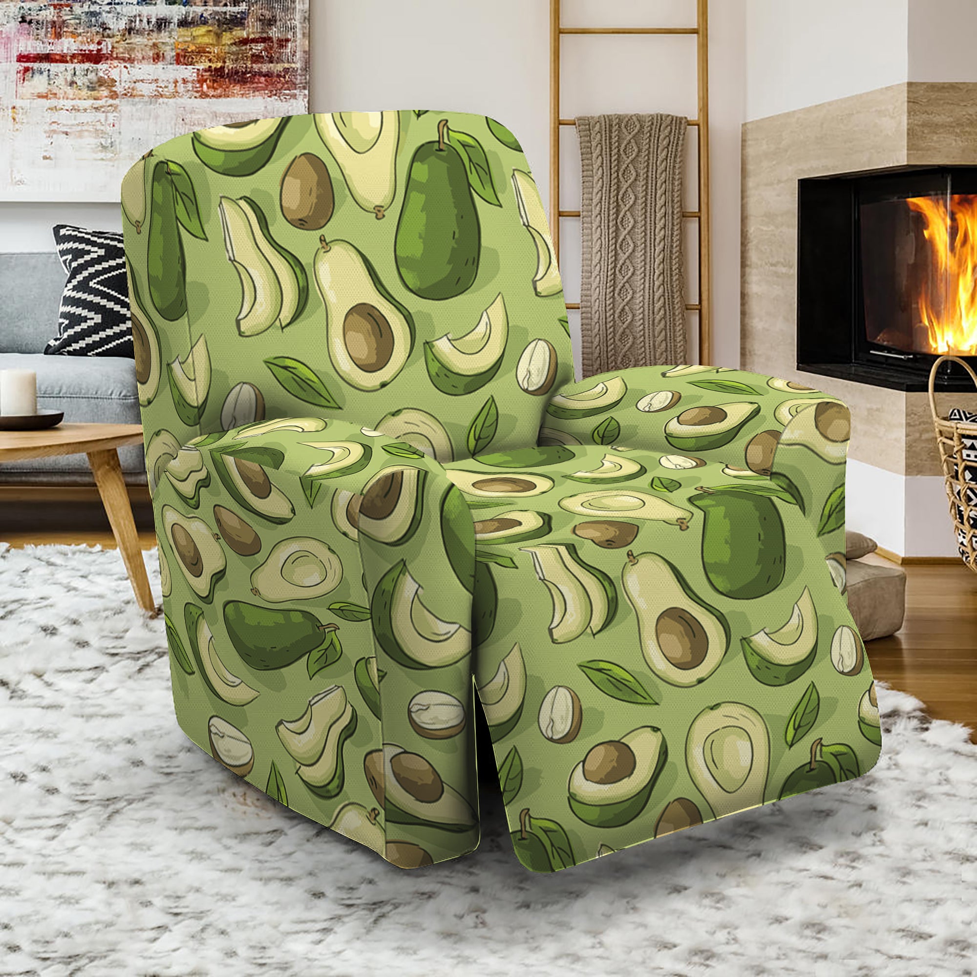 Cartoon Avocado Pattern Print Recliner Slipcover