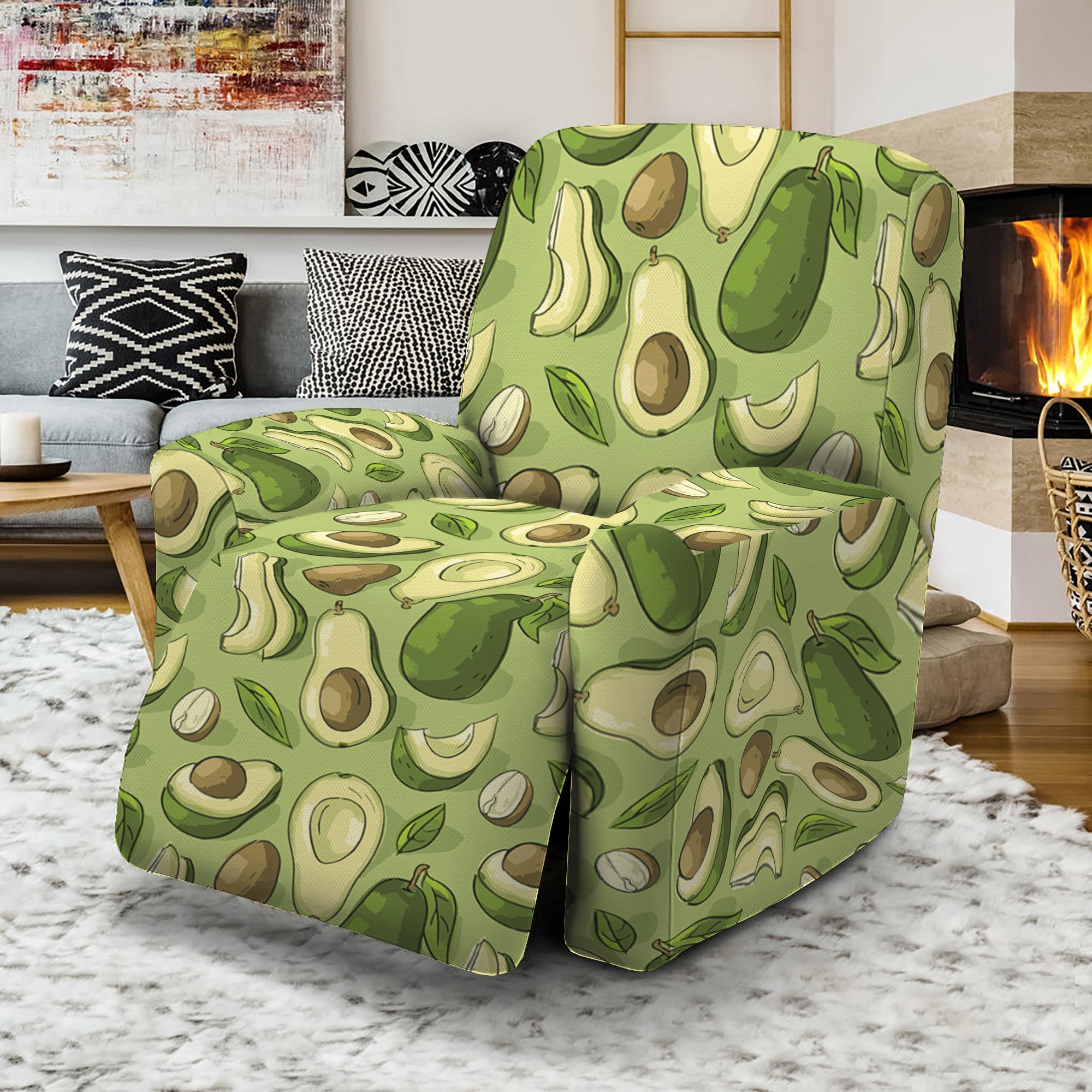 Cartoon Avocado Pattern Print Recliner Slipcover