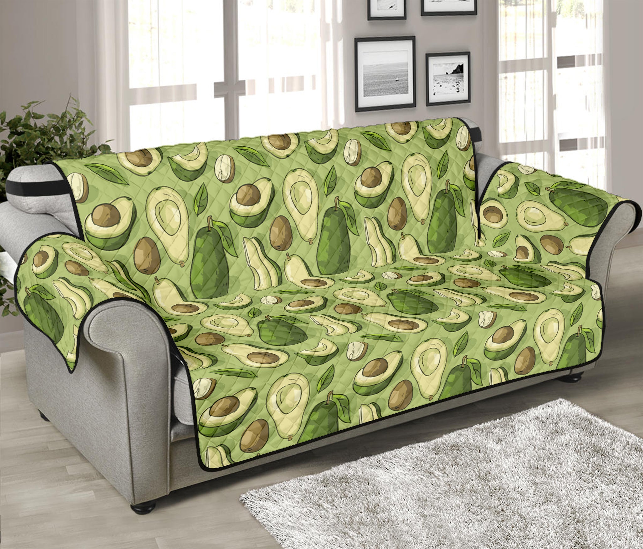 Cartoon Avocado Pattern Print Sofa Protector