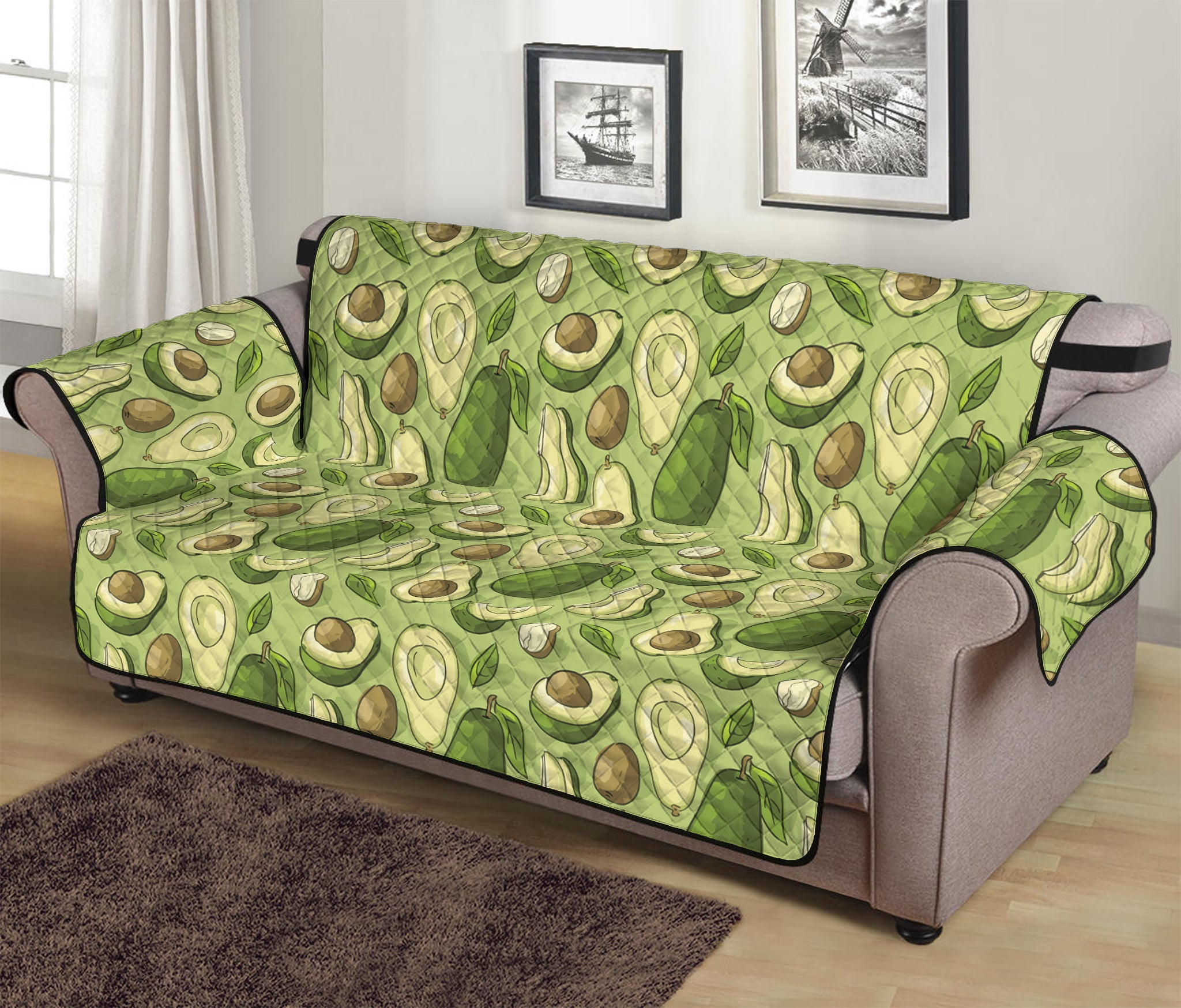 Cartoon Avocado Pattern Print Sofa Protector