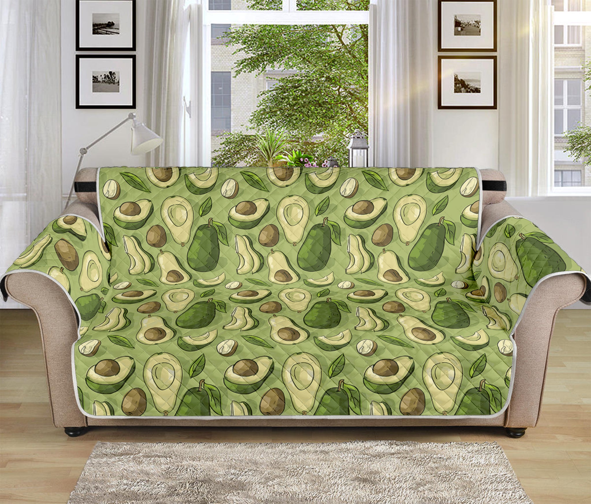 Cartoon Avocado Pattern Print Sofa Protector