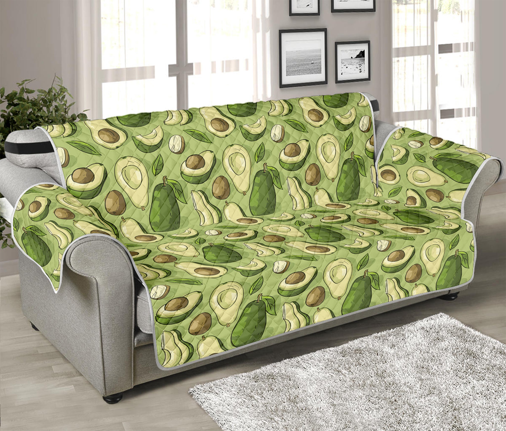 Cartoon Avocado Pattern Print Sofa Protector