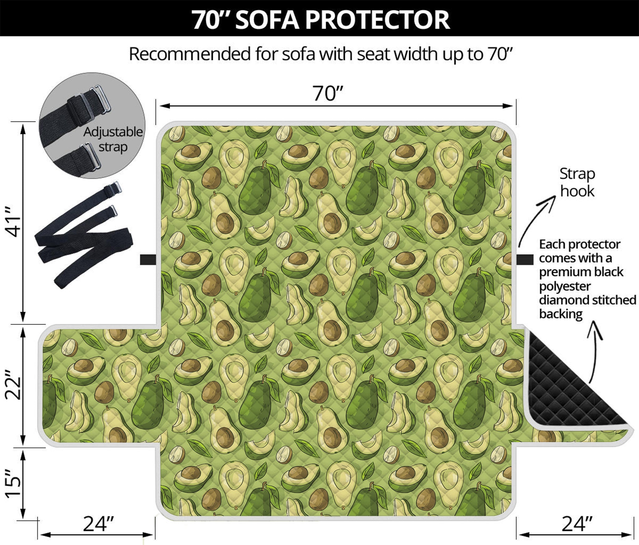 Cartoon Avocado Pattern Print Sofa Protector