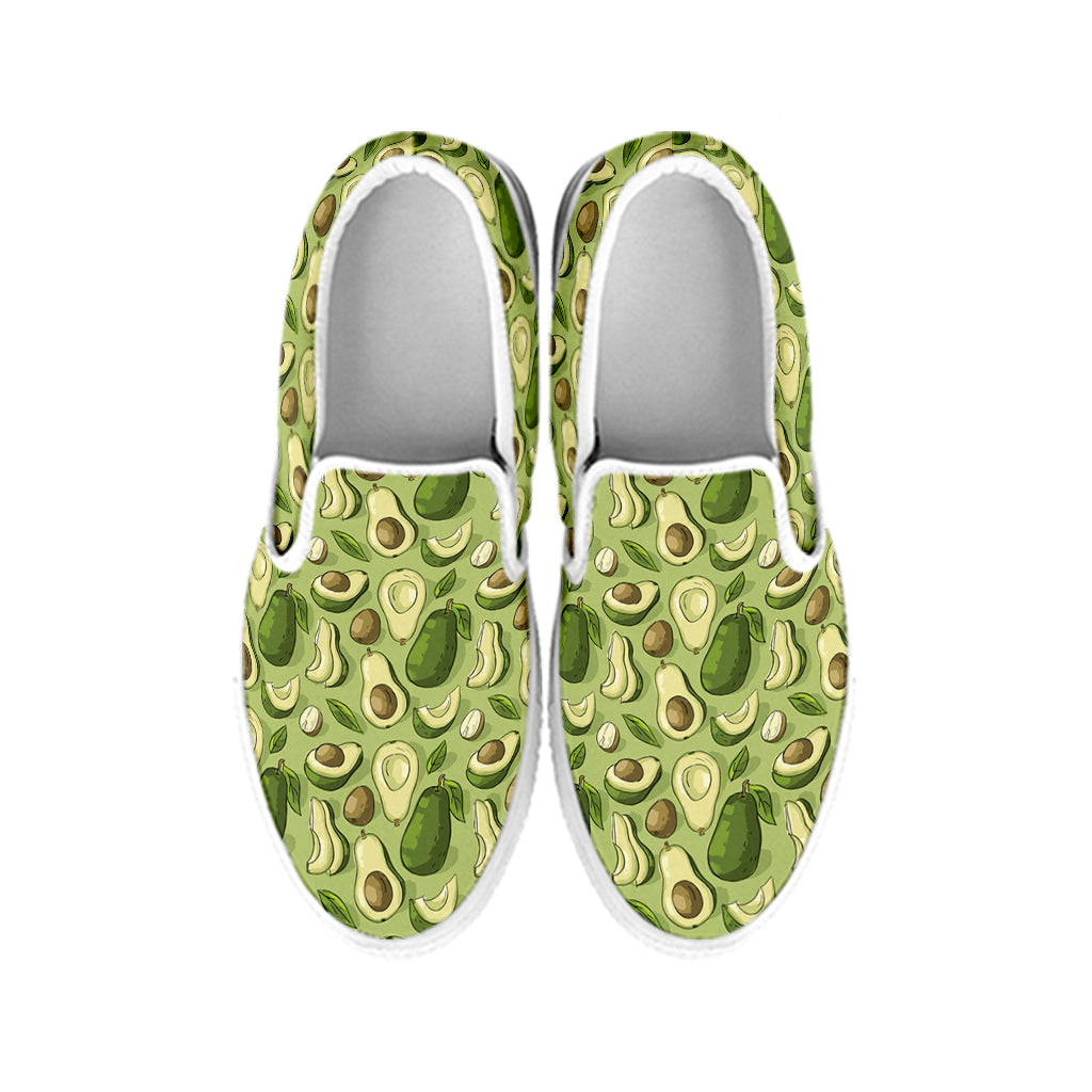 Cartoon Avocado Pattern Print White Slip On Shoes