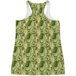 Cartoon Avocado Pattern Print Women's Racerback Tank Top