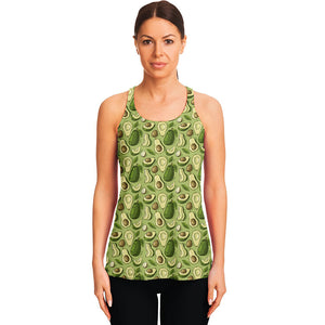 Cartoon Avocado Pattern Print Women's Racerback Tank Top