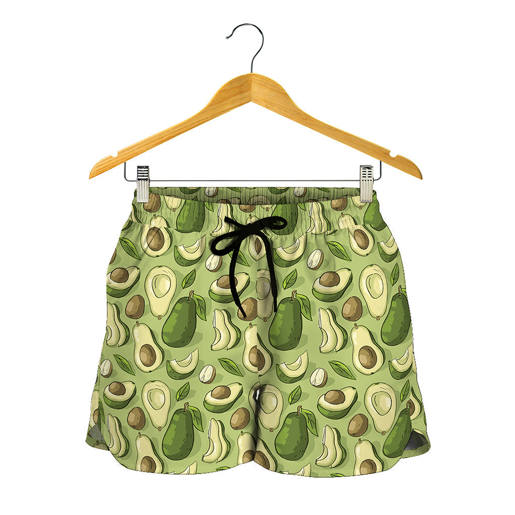 Cartoon Avocado Pattern Print Women's Shorts