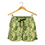 Cartoon Avocado Pattern Print Women's Shorts