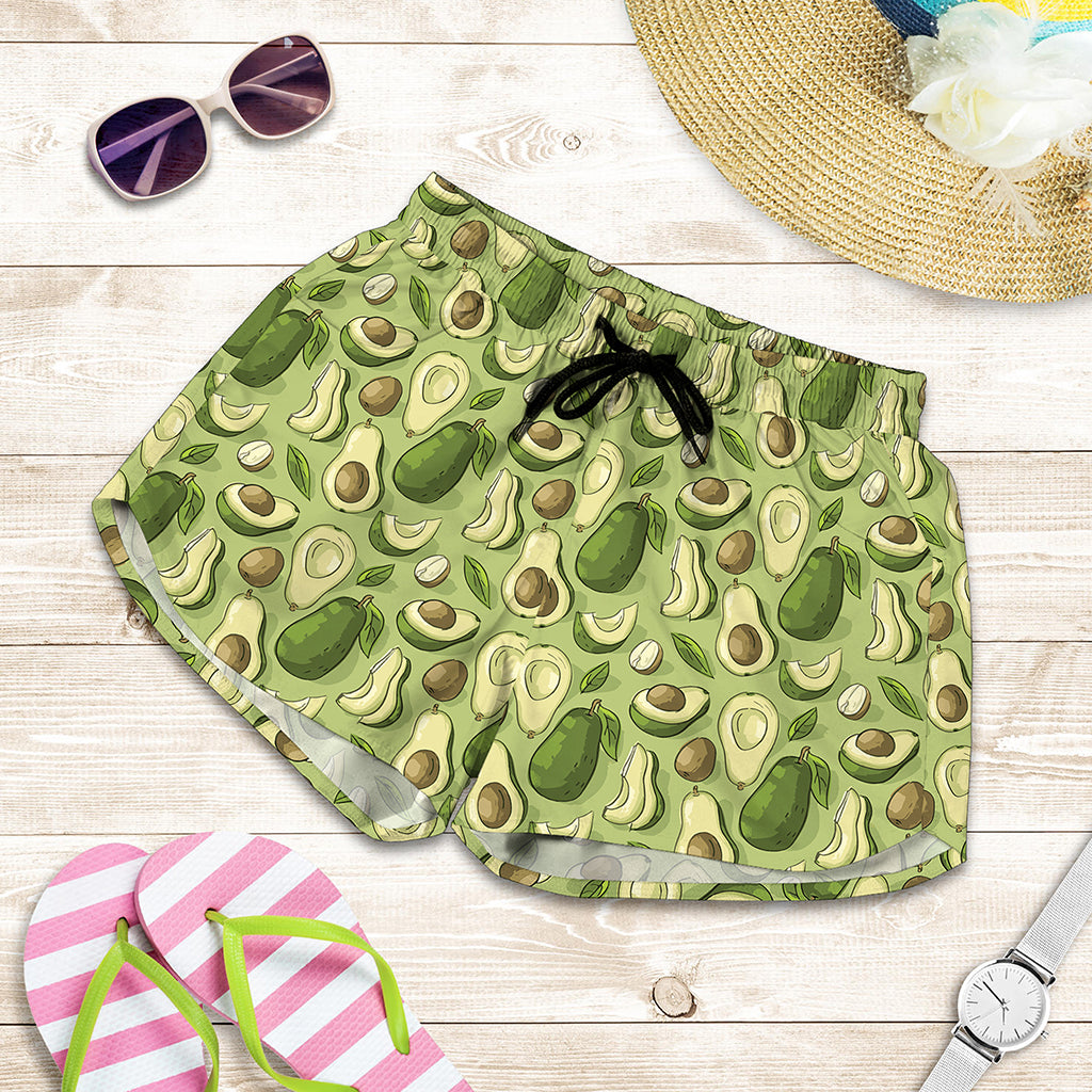 Cartoon Avocado Pattern Print Women's Shorts