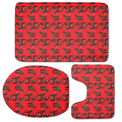 Cartoon Balearic Donkey Pattern Print 3 Piece Bath Mat Set