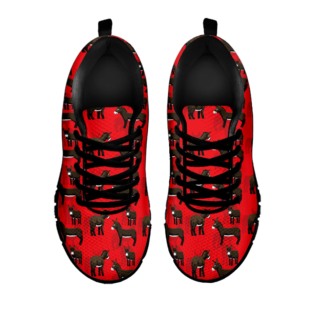 Cartoon Balearic Donkey Pattern Print Black Sneakers