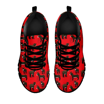 Cartoon Balearic Donkey Pattern Print Black Sneakers