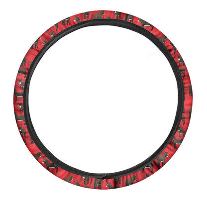 Cartoon Balearic Donkey Pattern Print Car Steering Wheel Cover