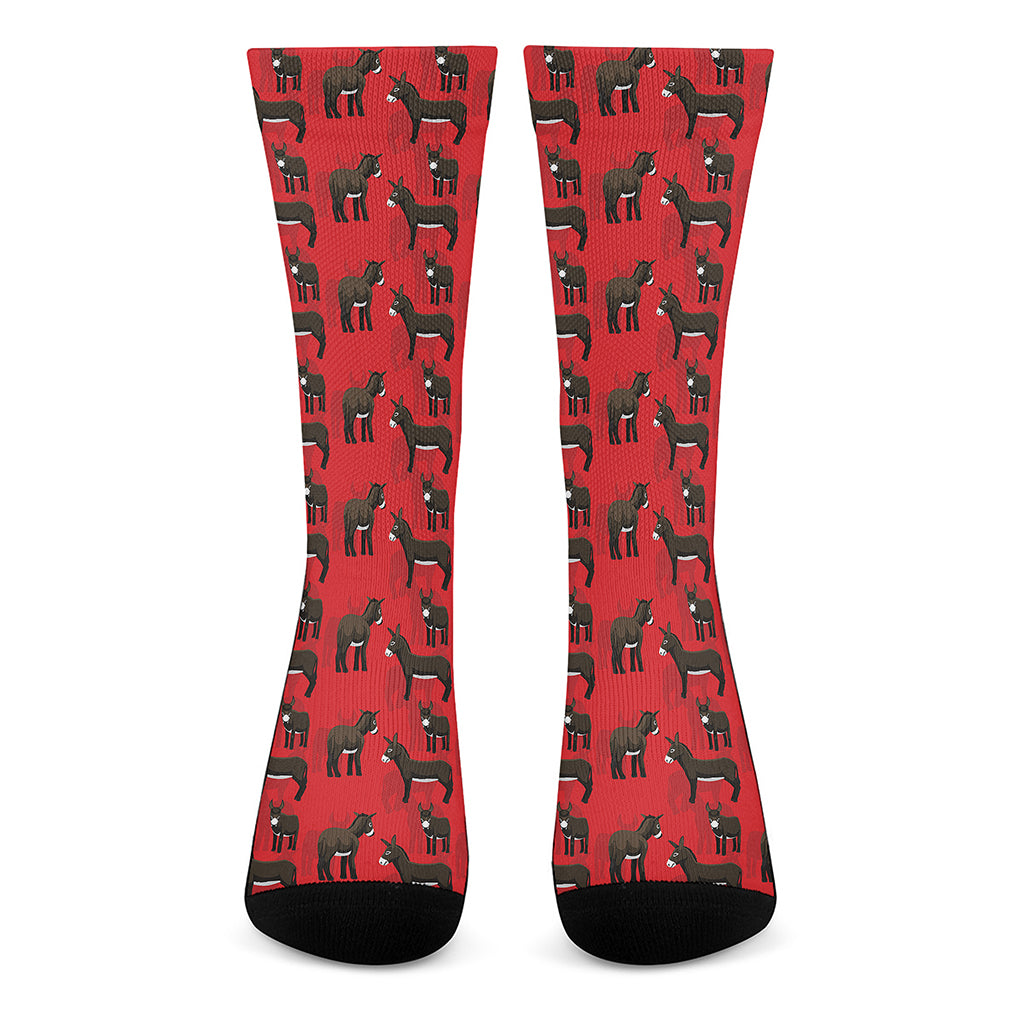 Cartoon Balearic Donkey Pattern Print Crew Socks