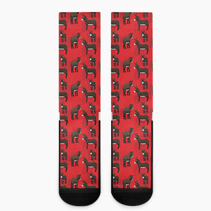 Cartoon Balearic Donkey Pattern Print Crew Socks