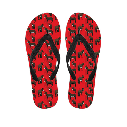 Cartoon Balearic Donkey Pattern Print Flip Flops