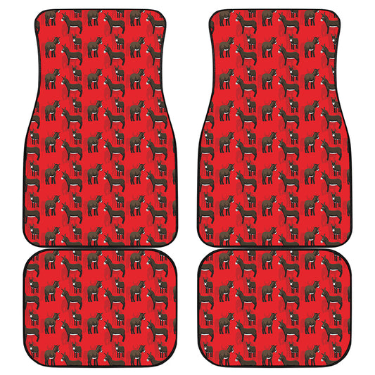 Cartoon Balearic Donkey Pattern Print Front and Back Car Floor Mats