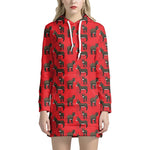 Cartoon Balearic Donkey Pattern Print Hoodie Dress
