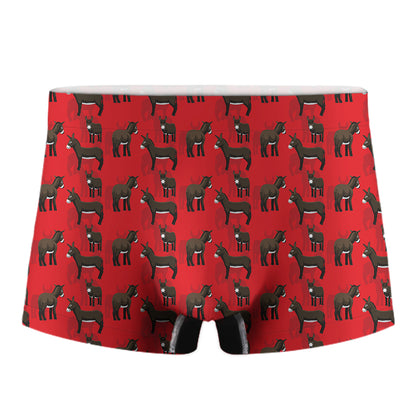 Cartoon Balearic Donkey Pattern Print Men's Boxer Briefs