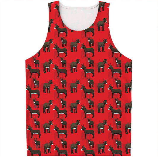 Cartoon Balearic Donkey Pattern Print Men's Tank Top