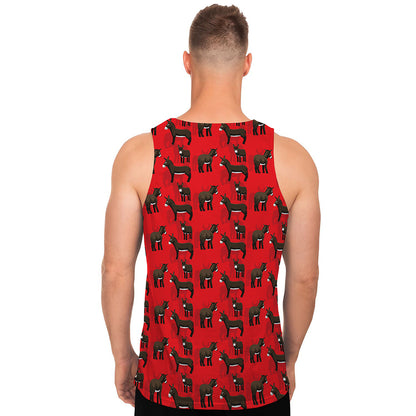 Cartoon Balearic Donkey Pattern Print Men's Tank Top