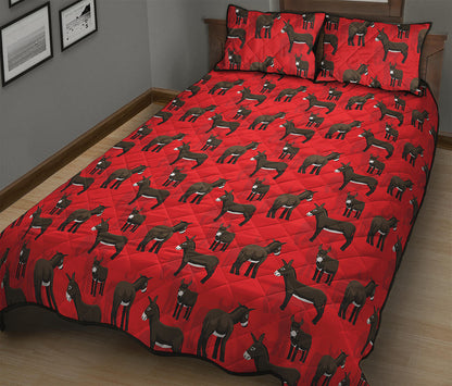 Cartoon Balearic Donkey Pattern Print Quilt Bed Set
