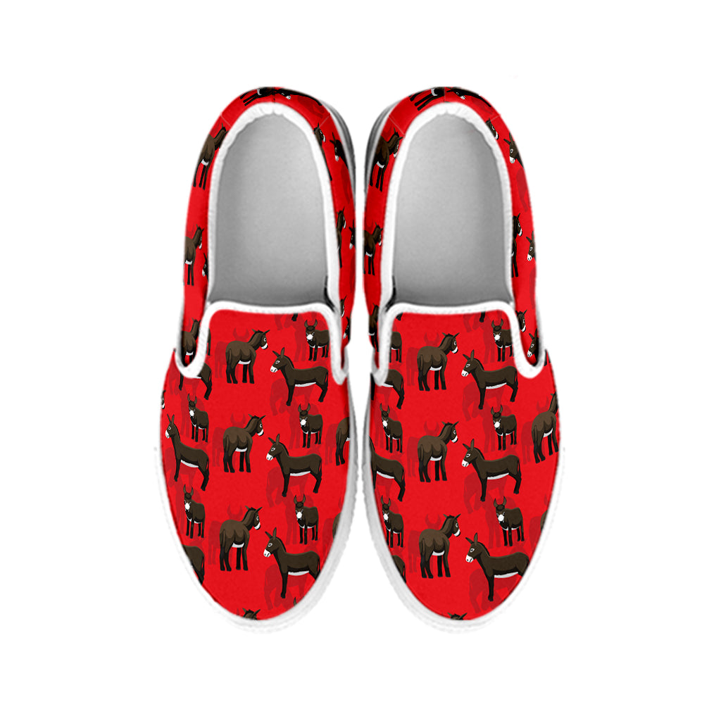 Cartoon Balearic Donkey Pattern Print White Slip On Shoes