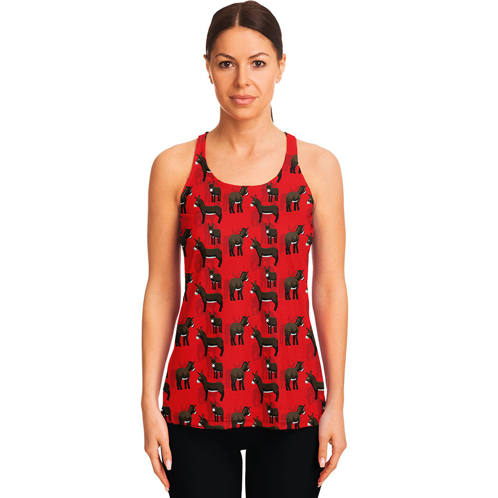 Cartoon Balearic Donkey Pattern Print Women's Racerback Tank Top