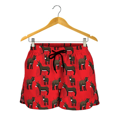 Cartoon Balearic Donkey Pattern Print Women's Shorts