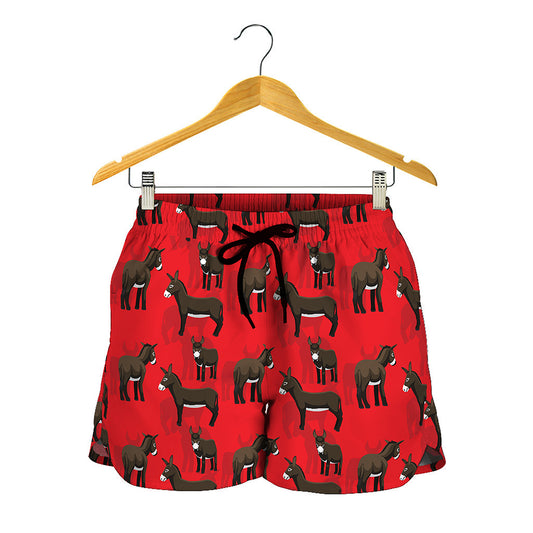 Cartoon Balearic Donkey Pattern Print Women's Shorts