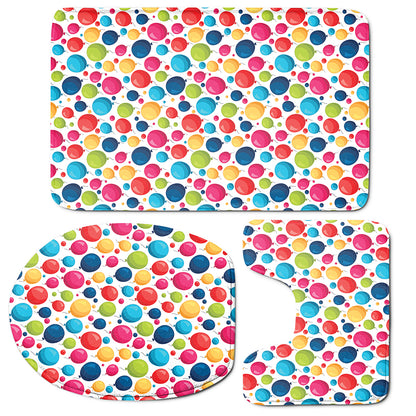 Cartoon Balloon Pattern Print 3 Piece Bath Mat Set