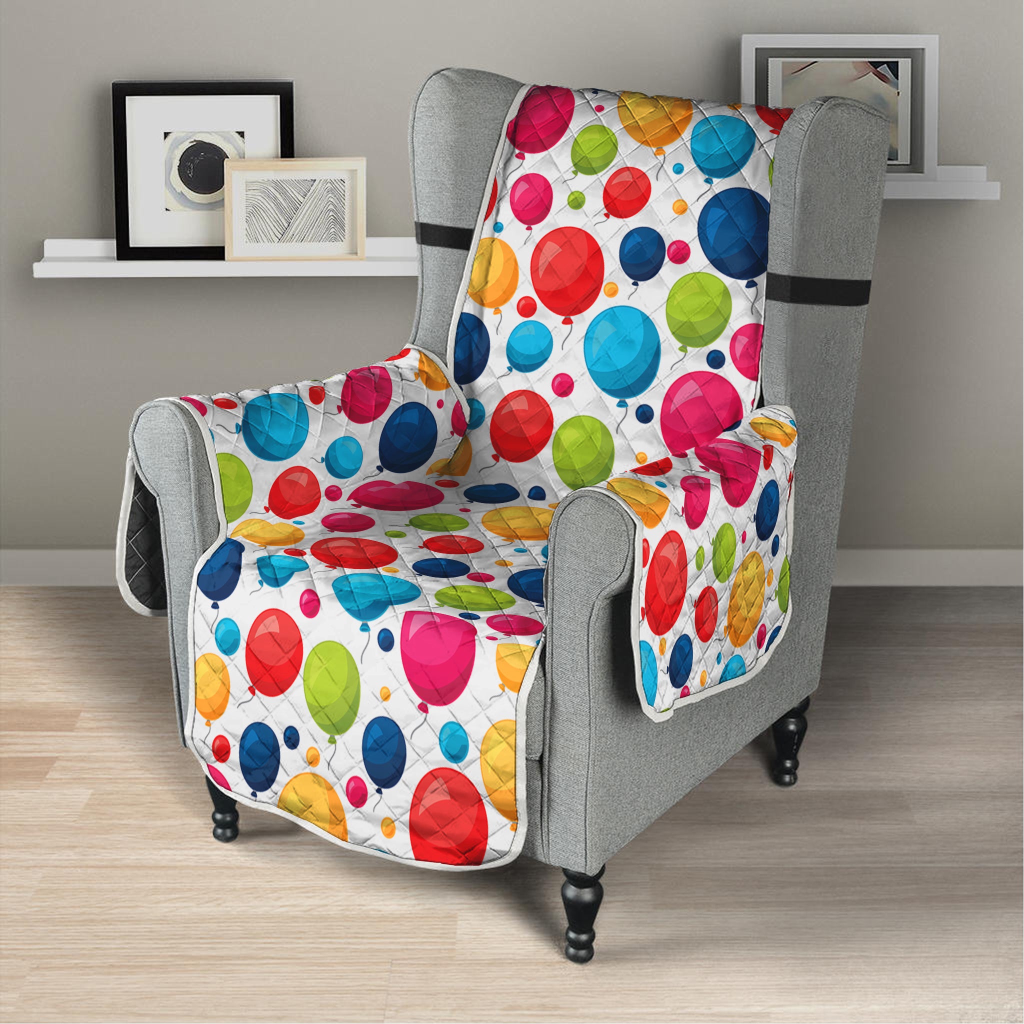 Cartoon Balloon Pattern Print Armchair Protector