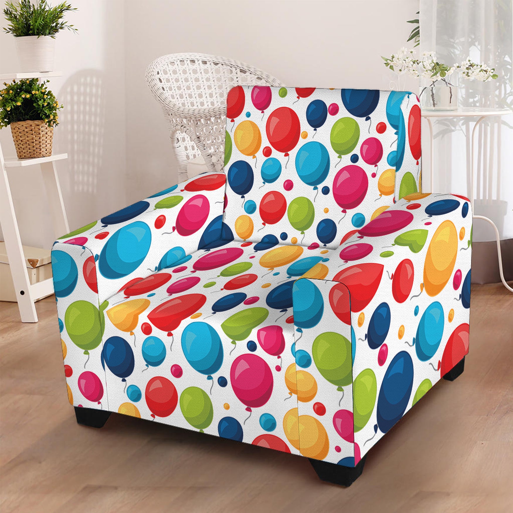 Cartoon Balloon Pattern Print Armchair Slipcover