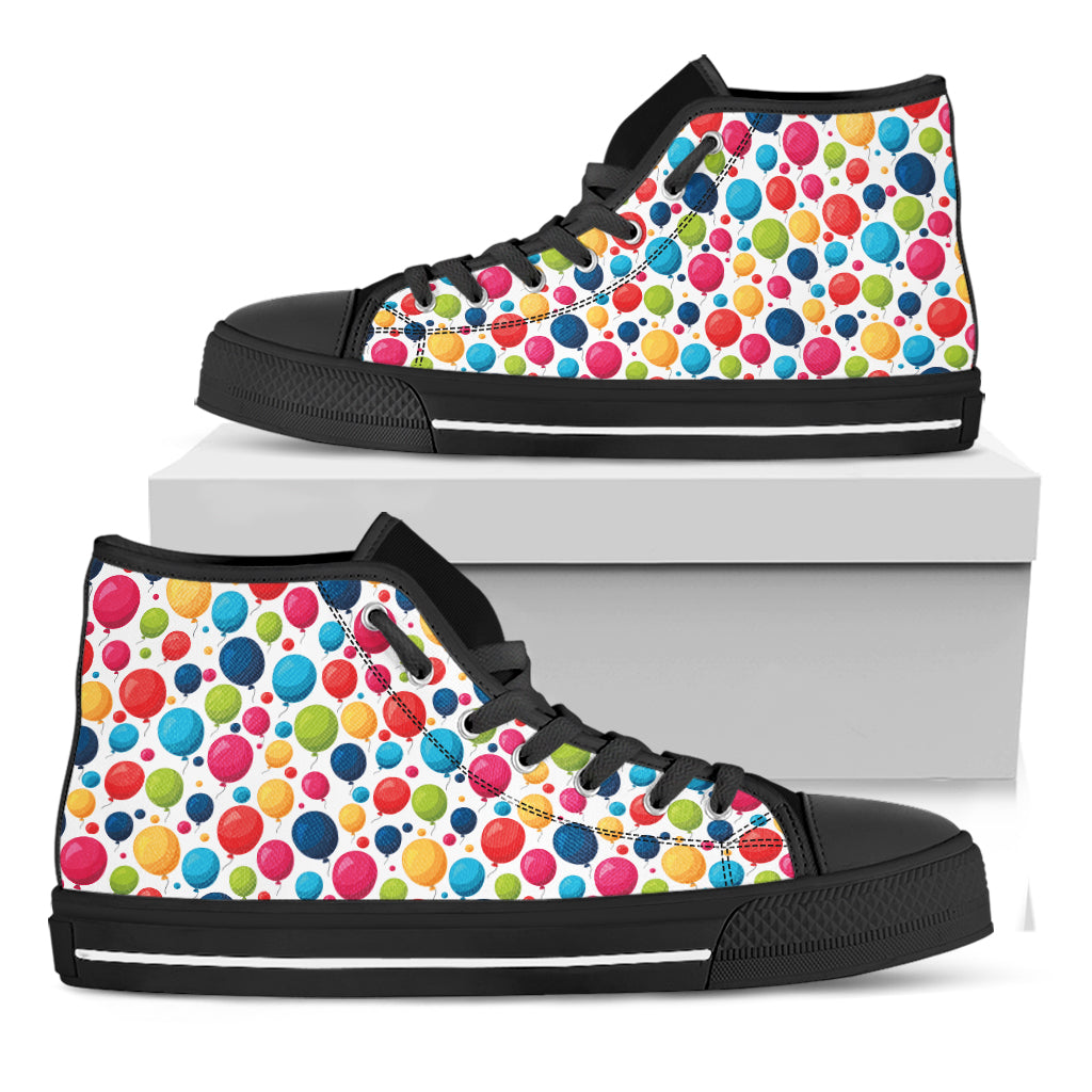 Cartoon Balloon Pattern Print Black High Top Shoes