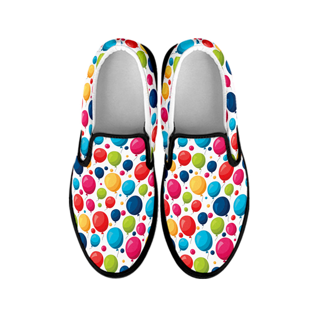 Cartoon Balloon Pattern Print Black Slip On Shoes