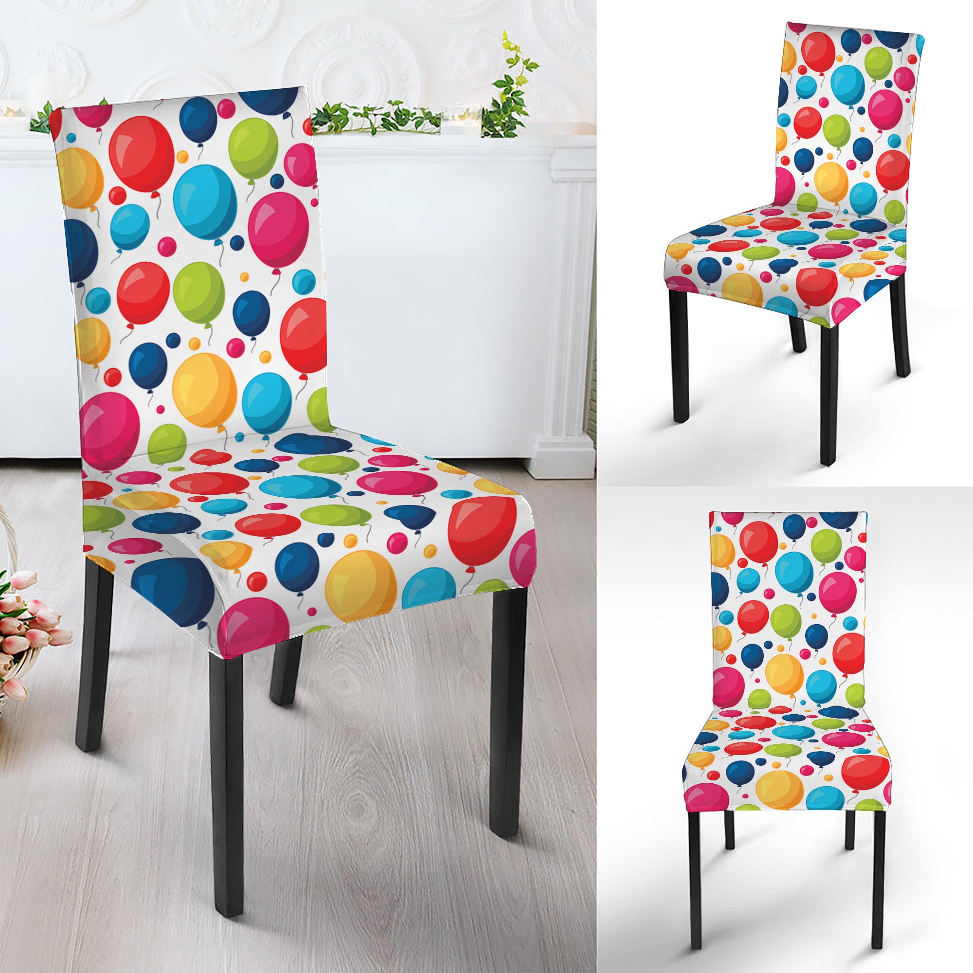 Cartoon Balloon Pattern Print Dining Chair Slipcover