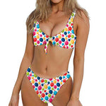 Cartoon Balloon Pattern Print Front Bow Tie Bikini