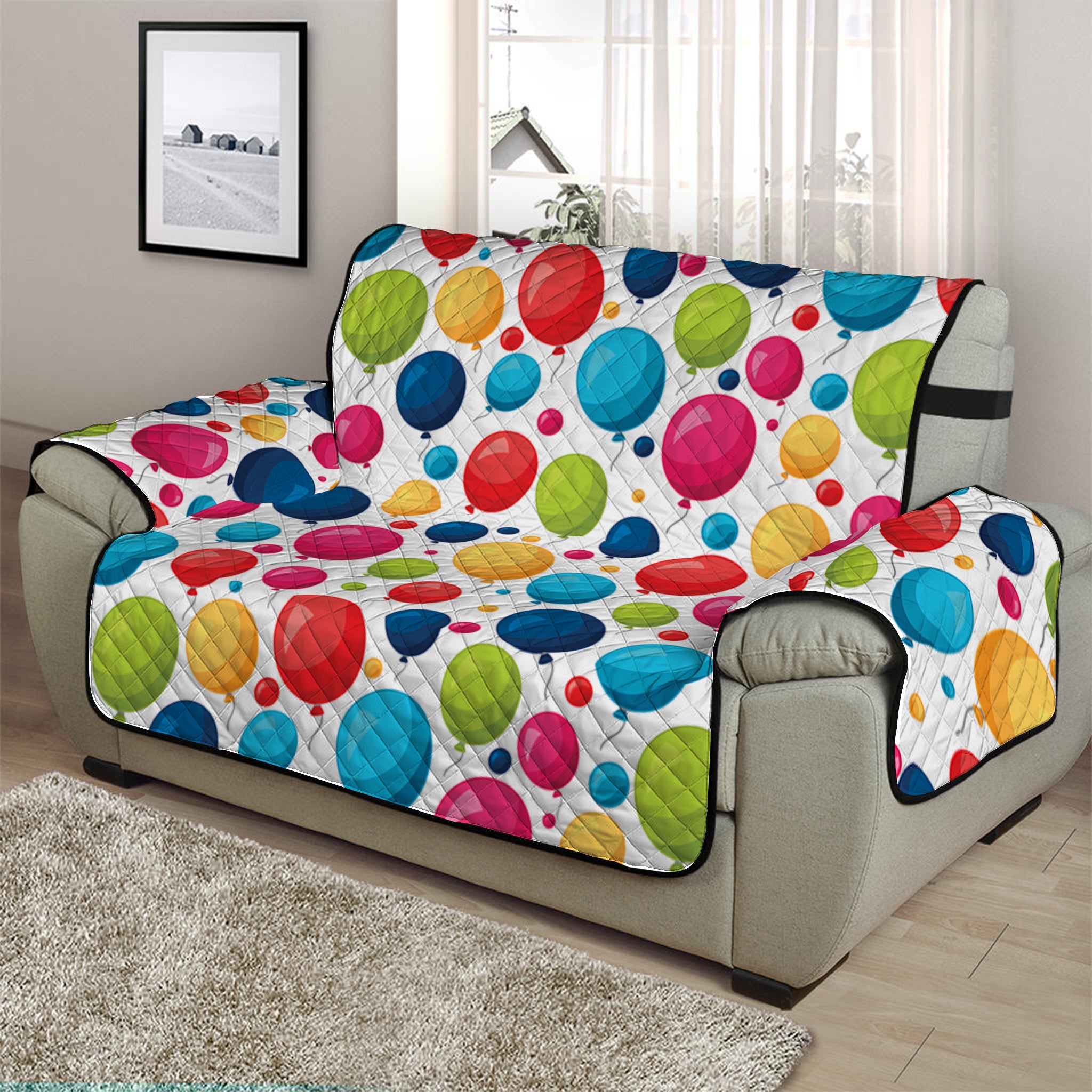 Cartoon Balloon Pattern Print Half Sofa Protector