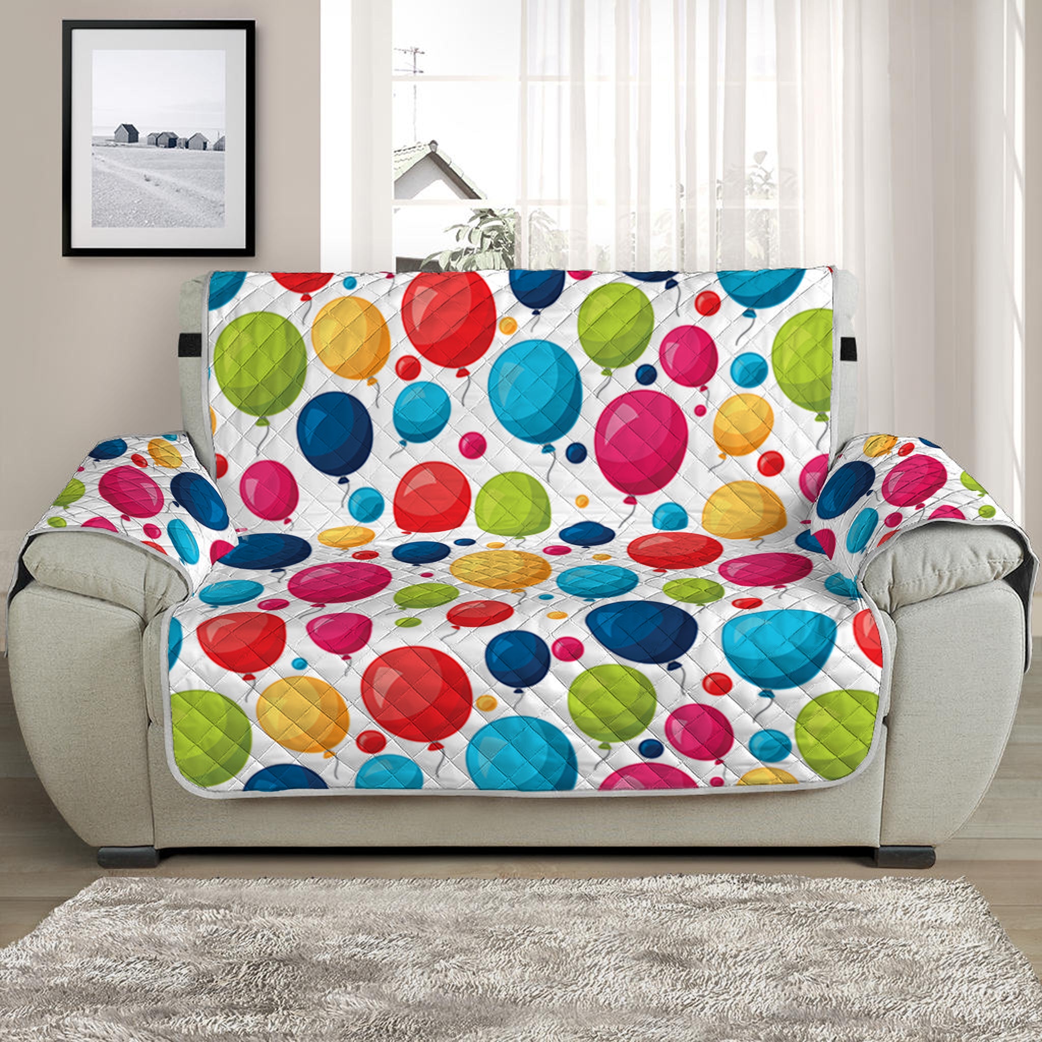 Cartoon Balloon Pattern Print Half Sofa Protector