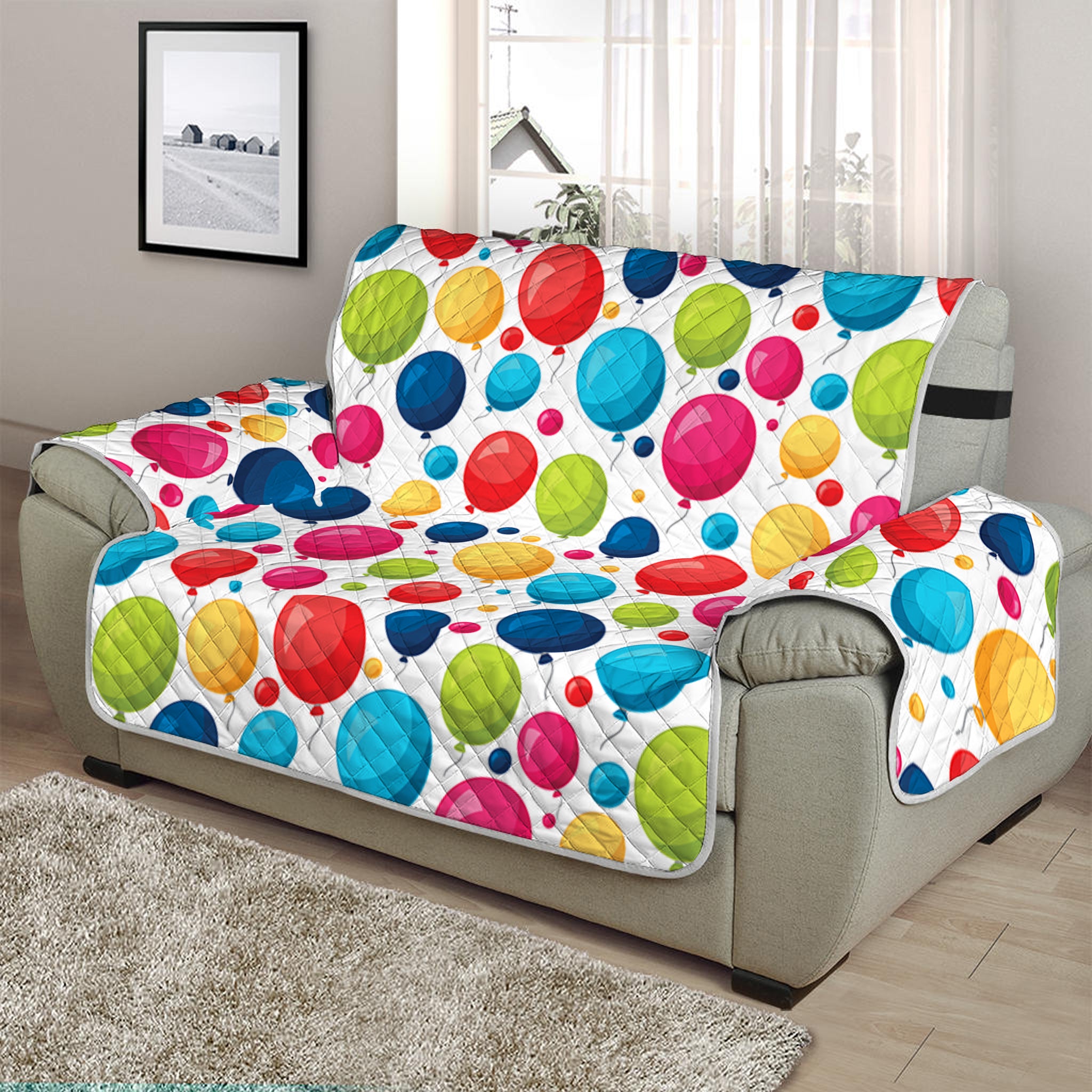 Cartoon Balloon Pattern Print Half Sofa Protector