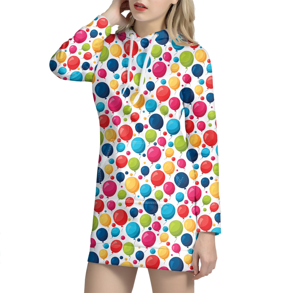 Cartoon Balloon Pattern Print Hoodie Dress