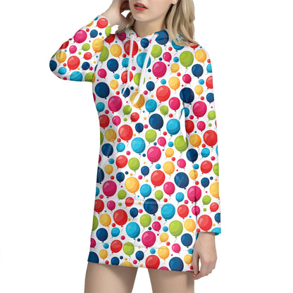 Cartoon Balloon Pattern Print Hoodie Dress