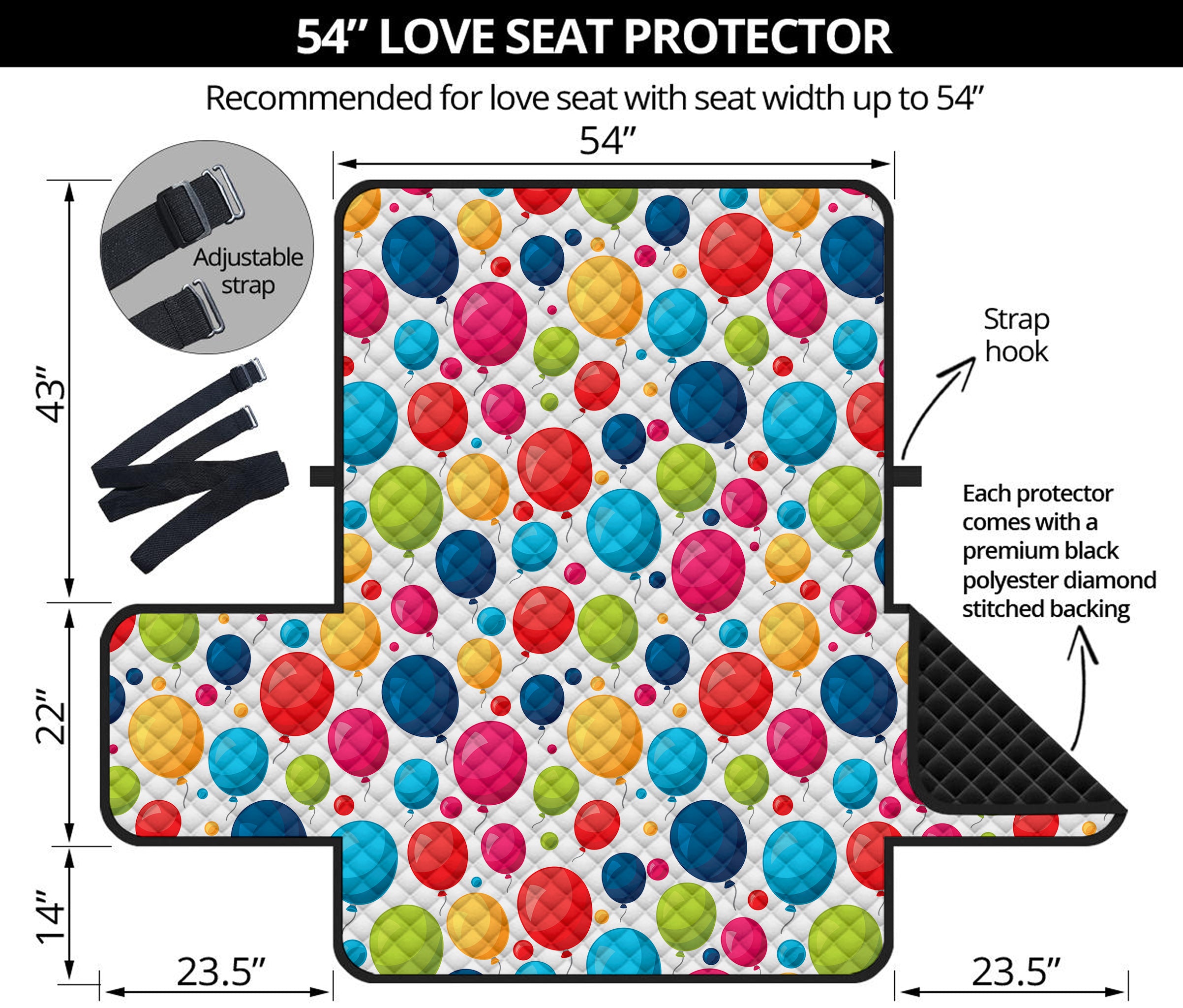 Cartoon Balloon Pattern Print Loveseat Protector