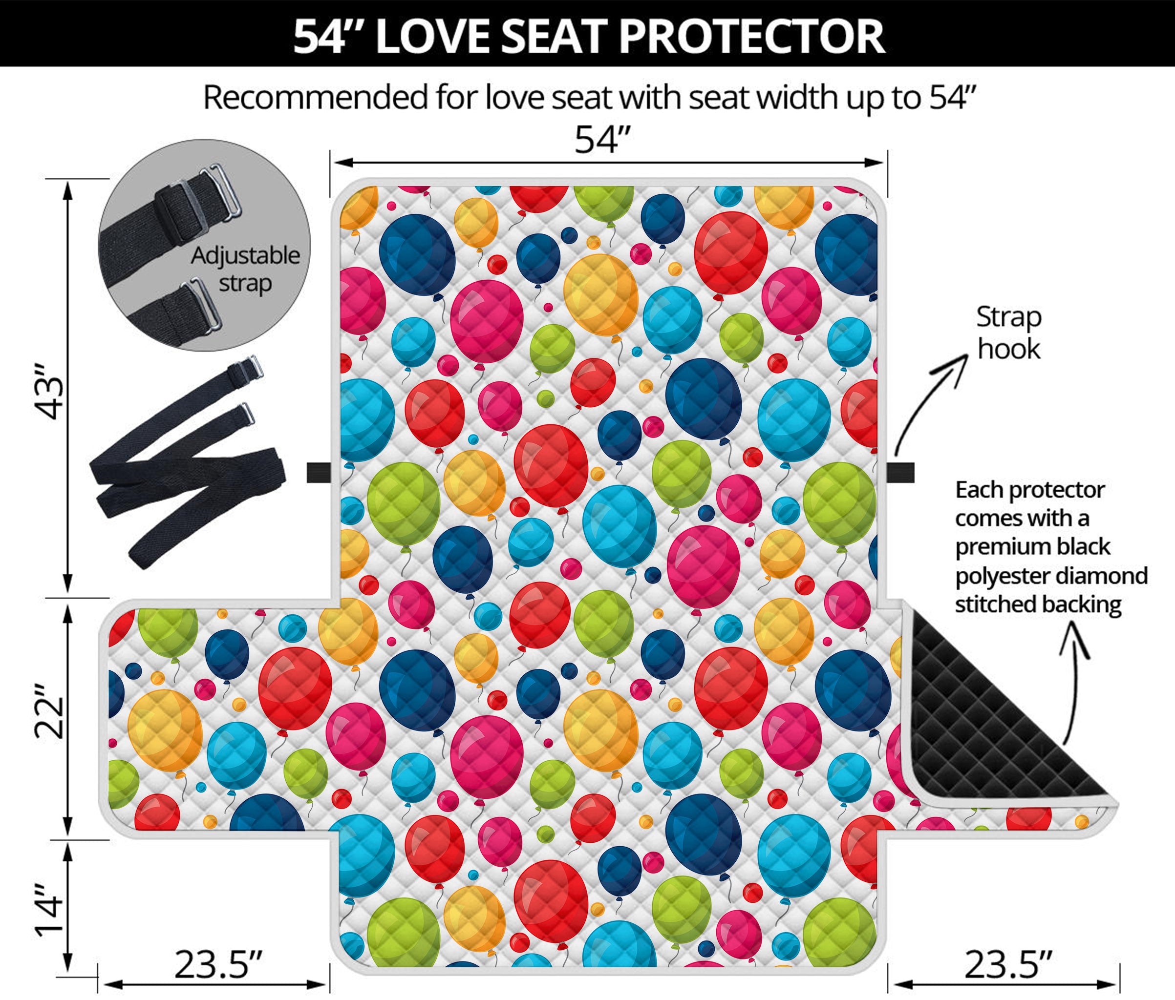 Cartoon Balloon Pattern Print Loveseat Protector