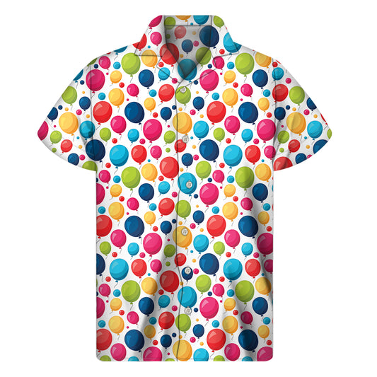 Cartoon Balloon Pattern Print Men's Short Sleeve Shirt