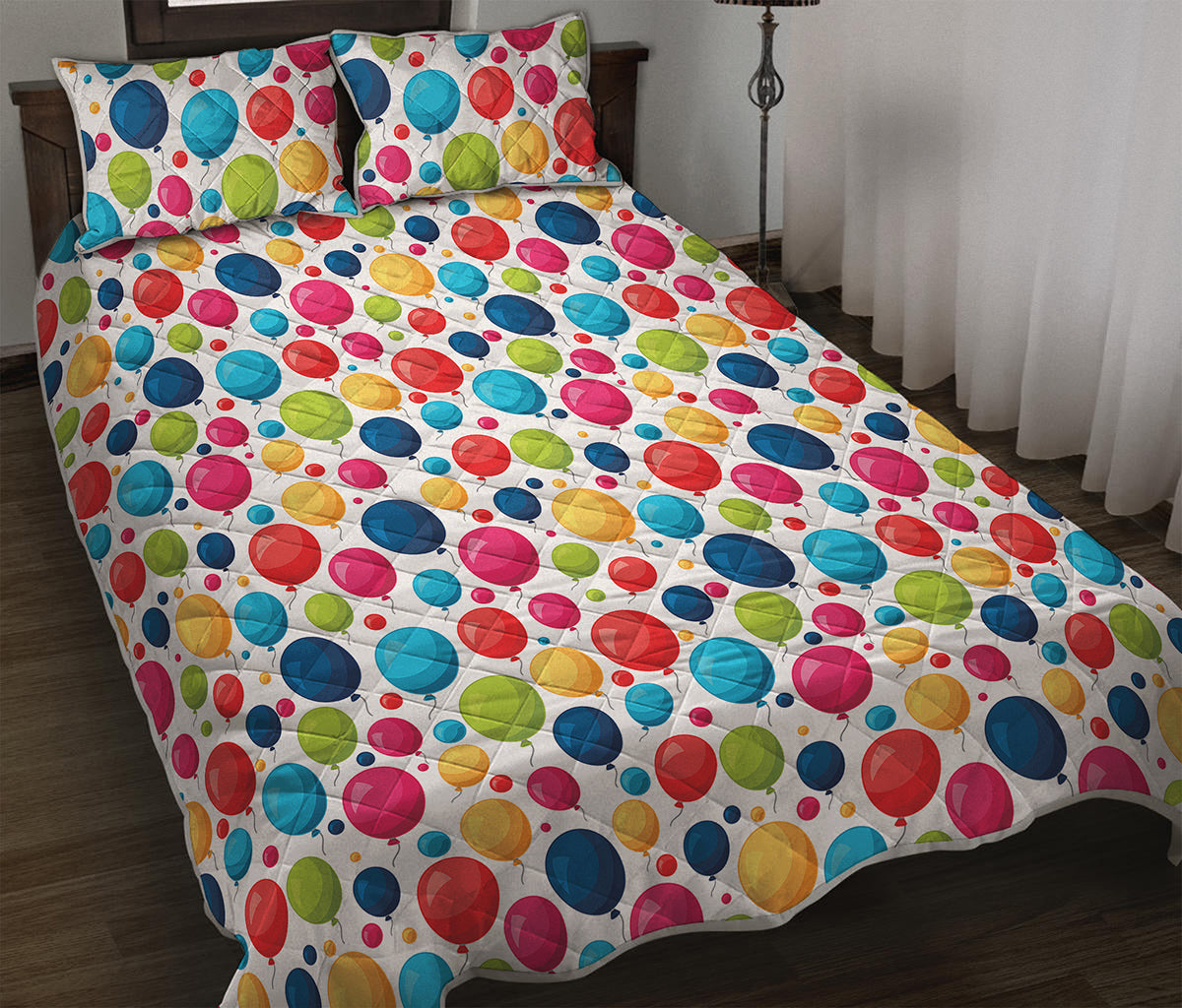 Cartoon Balloon Pattern Print Quilt Bed Set