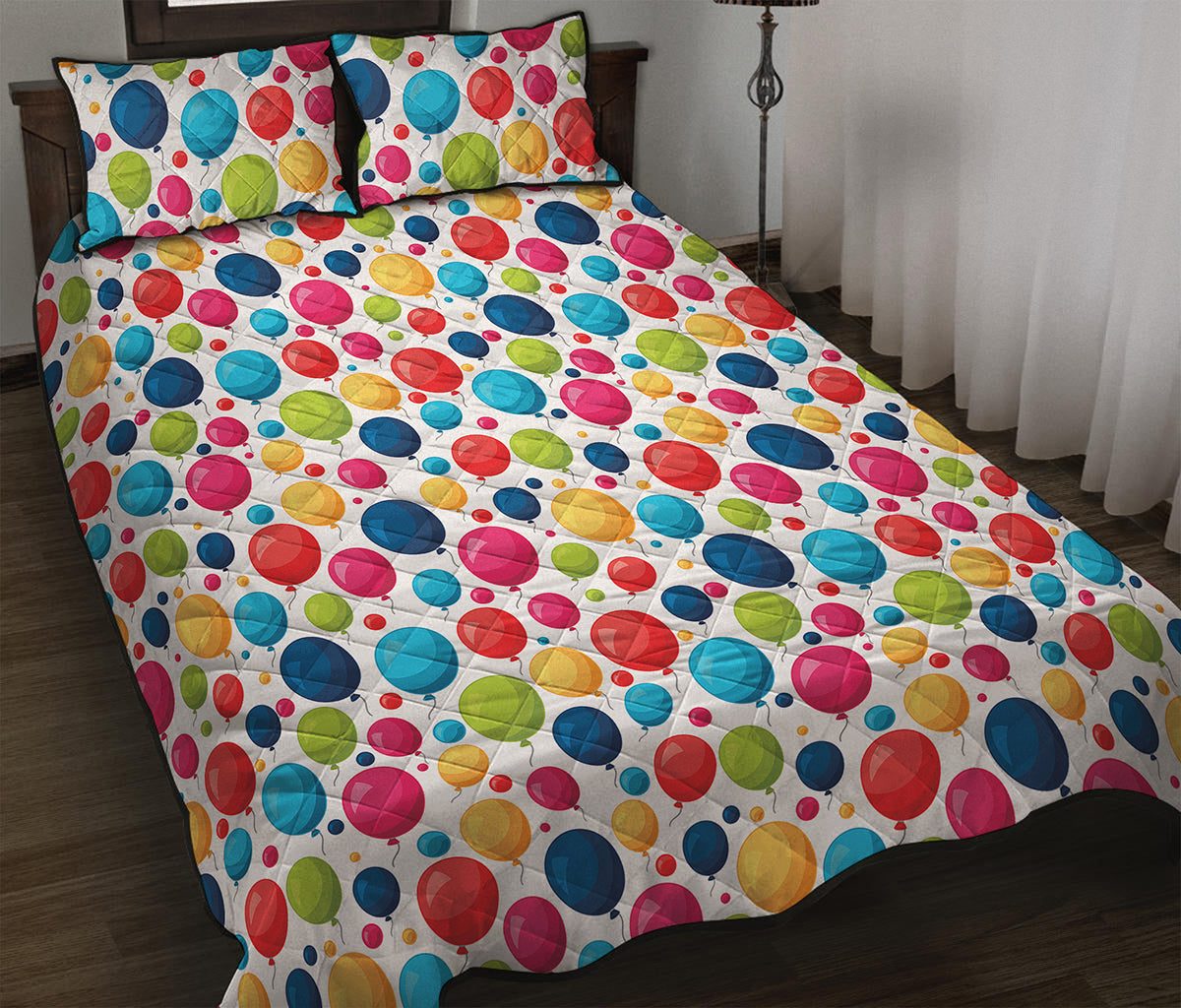 Cartoon Balloon Pattern Print Quilt Bed Set