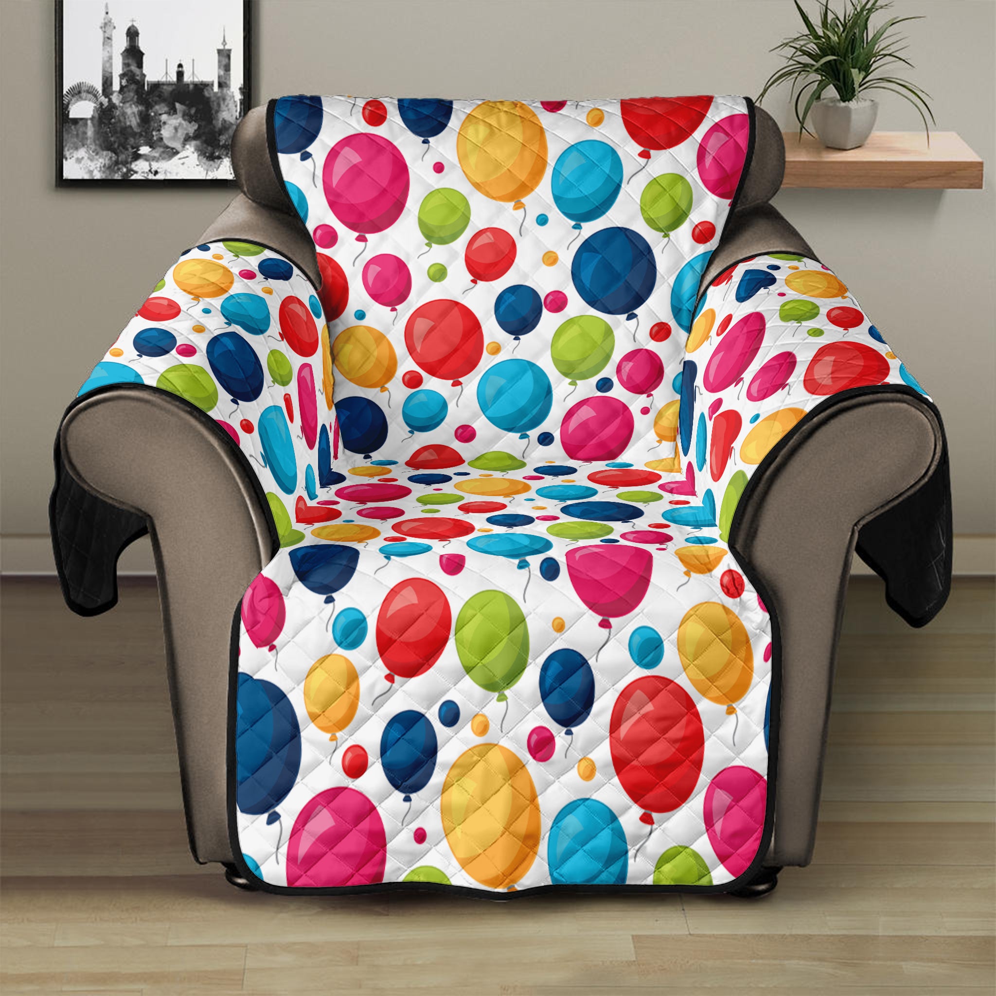 Cartoon Balloon Pattern Print Recliner Protector